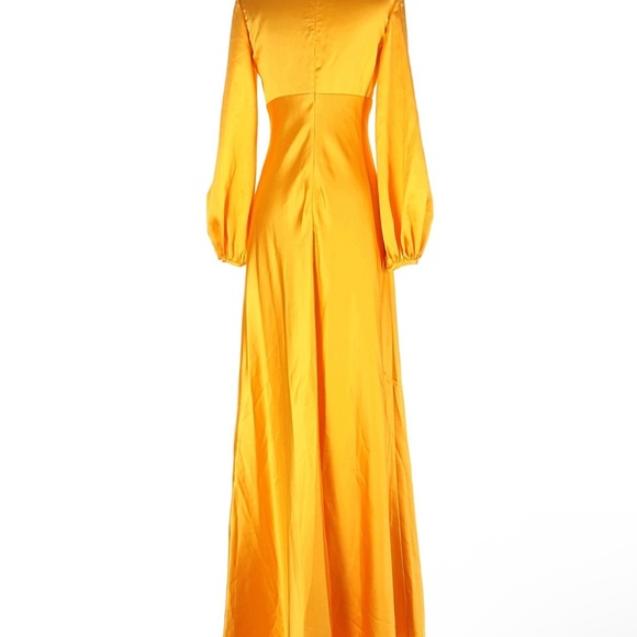Elegant Yellow Satin Dress - Picture 7 of 11